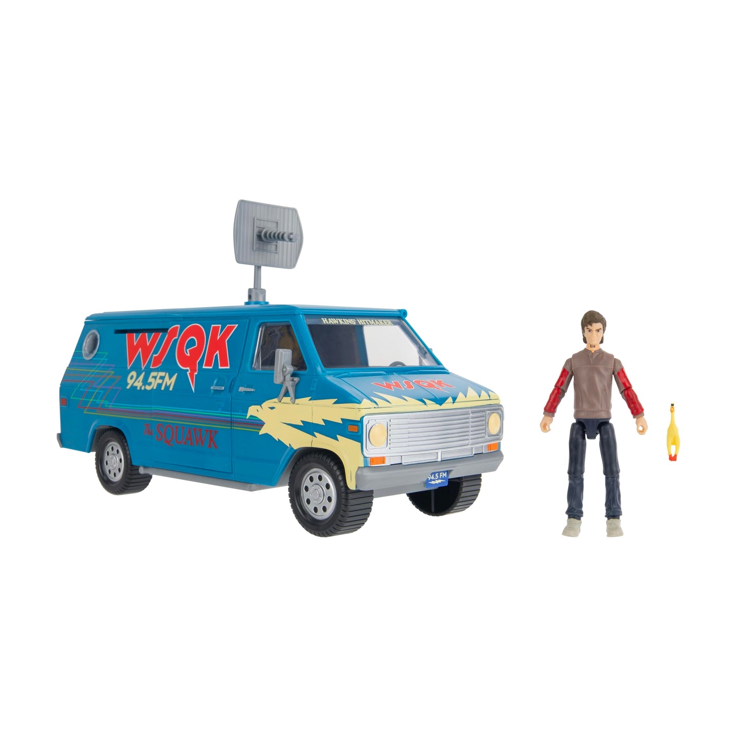 Jazwares Stranger Things WSQK Van Playset – 8-Inch Vehicle + 4-Inch Steve Harrington