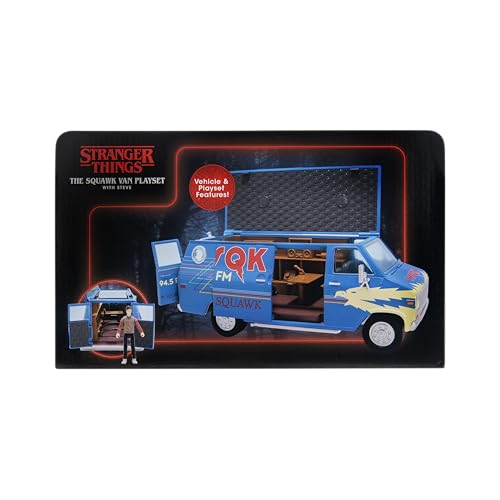 Jazwares Stranger Things WSQK Van Playset – 8-Inch Vehicle + 4-Inch Steve Harrington