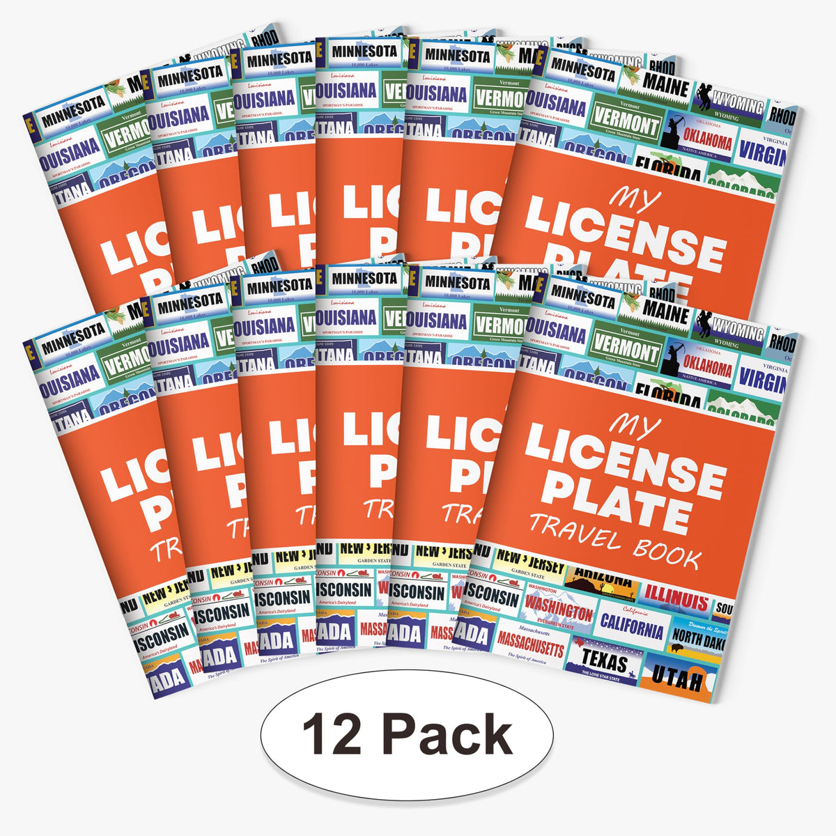 Jazzoo License Plate Game for Kids | 12 Sticker Books | USA States Road Trip