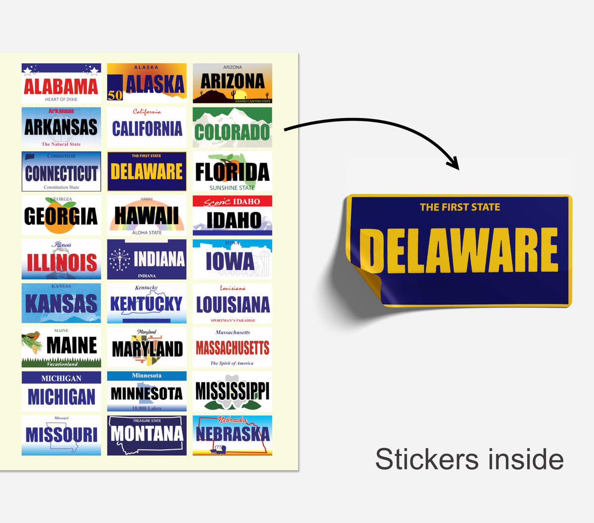 Jazzoo License Plate Game for Kids | 12 Sticker Books | USA States Road Trip