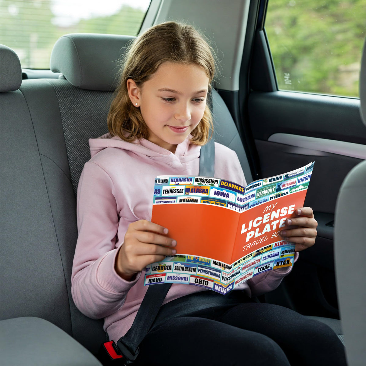 Jazzoo License Plate Game for Kids | 12 Sticker Books | USA States Road Trip
