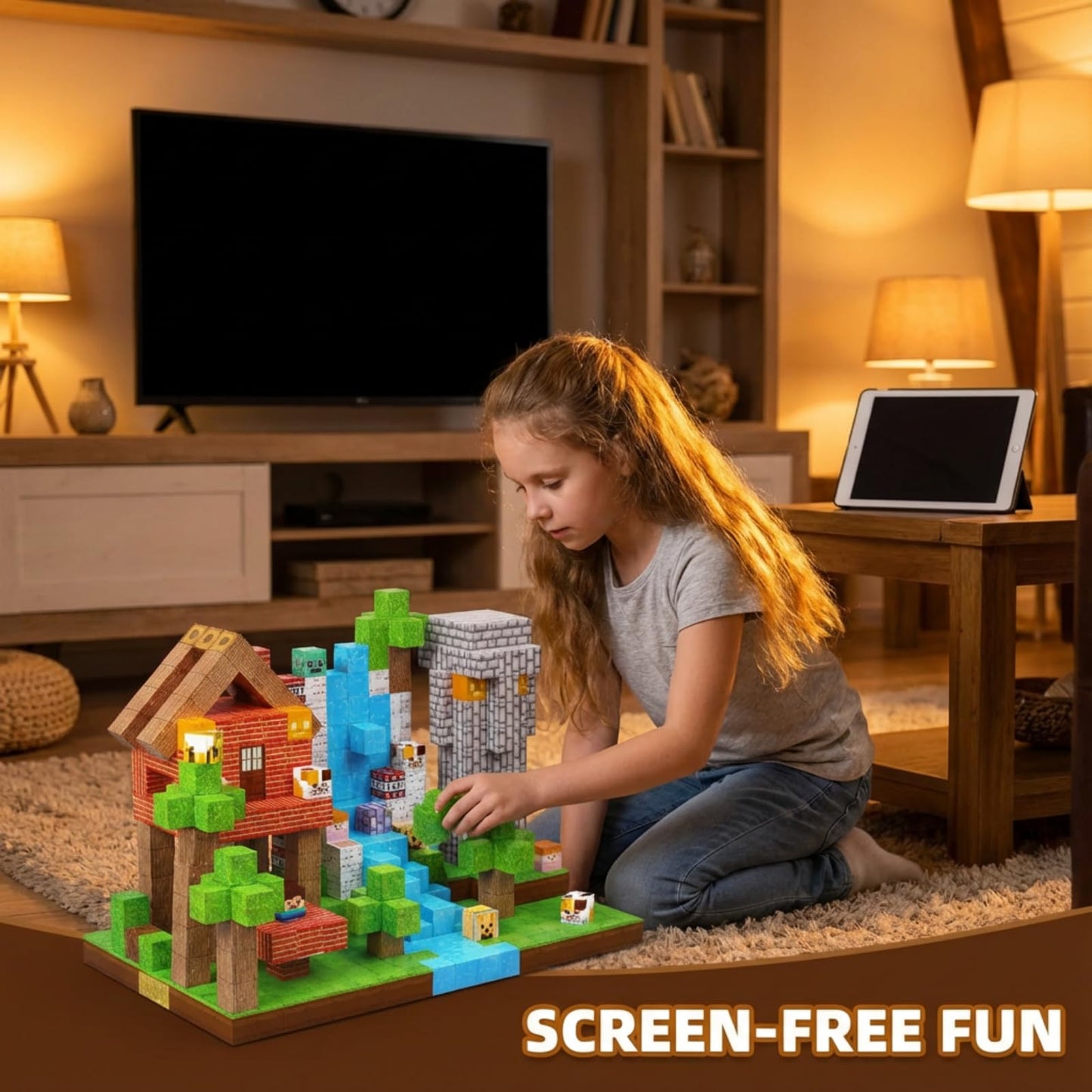JBD 100 PCS Magnetic Blocks – 0.8\" Mini Size, Forest Green Expansion Pack, Compatible with Magnet World STEM Toys
