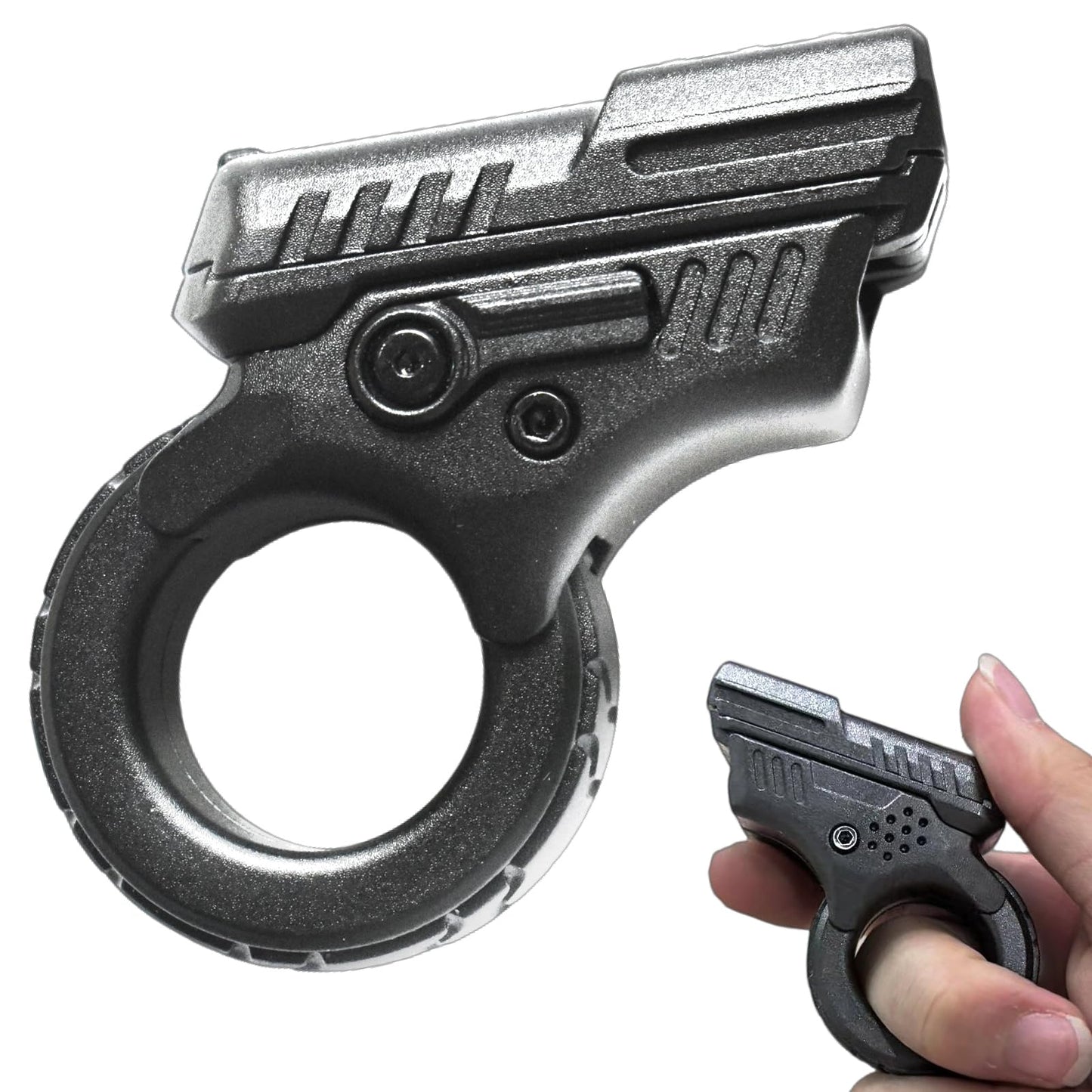 JC JIUCHUANG Fidget Gun Metal – Stainless Steel Fidget Toy for Focus, Anxiety & Desk EDC (Black)