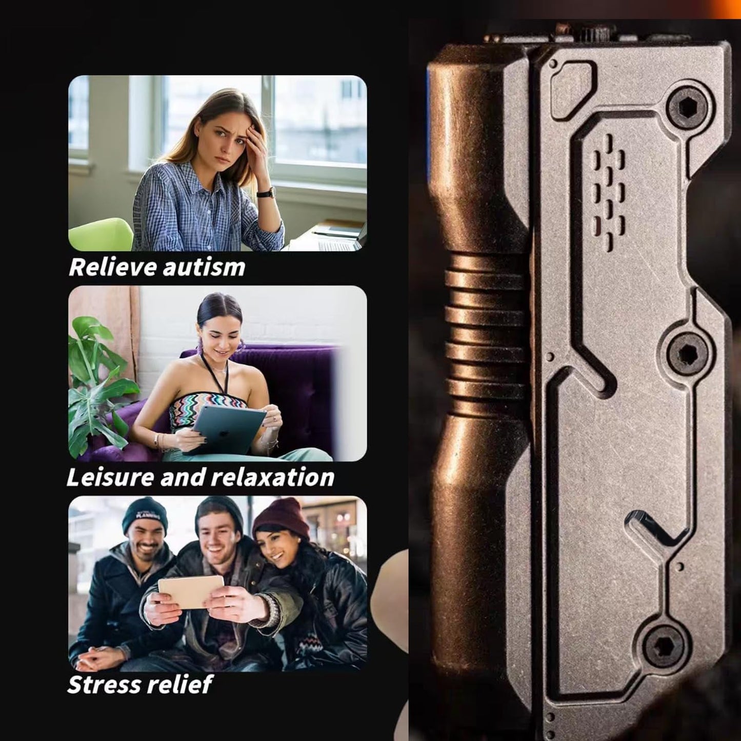 JC JIUCHUANG Fidget Gun Metal – Stainless Steel Fidget Toy for Adults