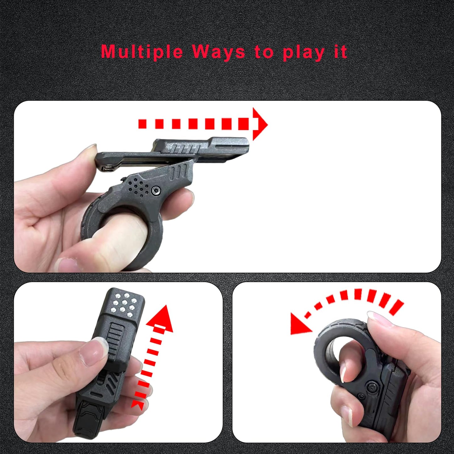 JC JIUCHUANG Fidget Gun Metal – Stainless Steel Fidget Toy for Focus, Anxiety & Desk EDC (Black)