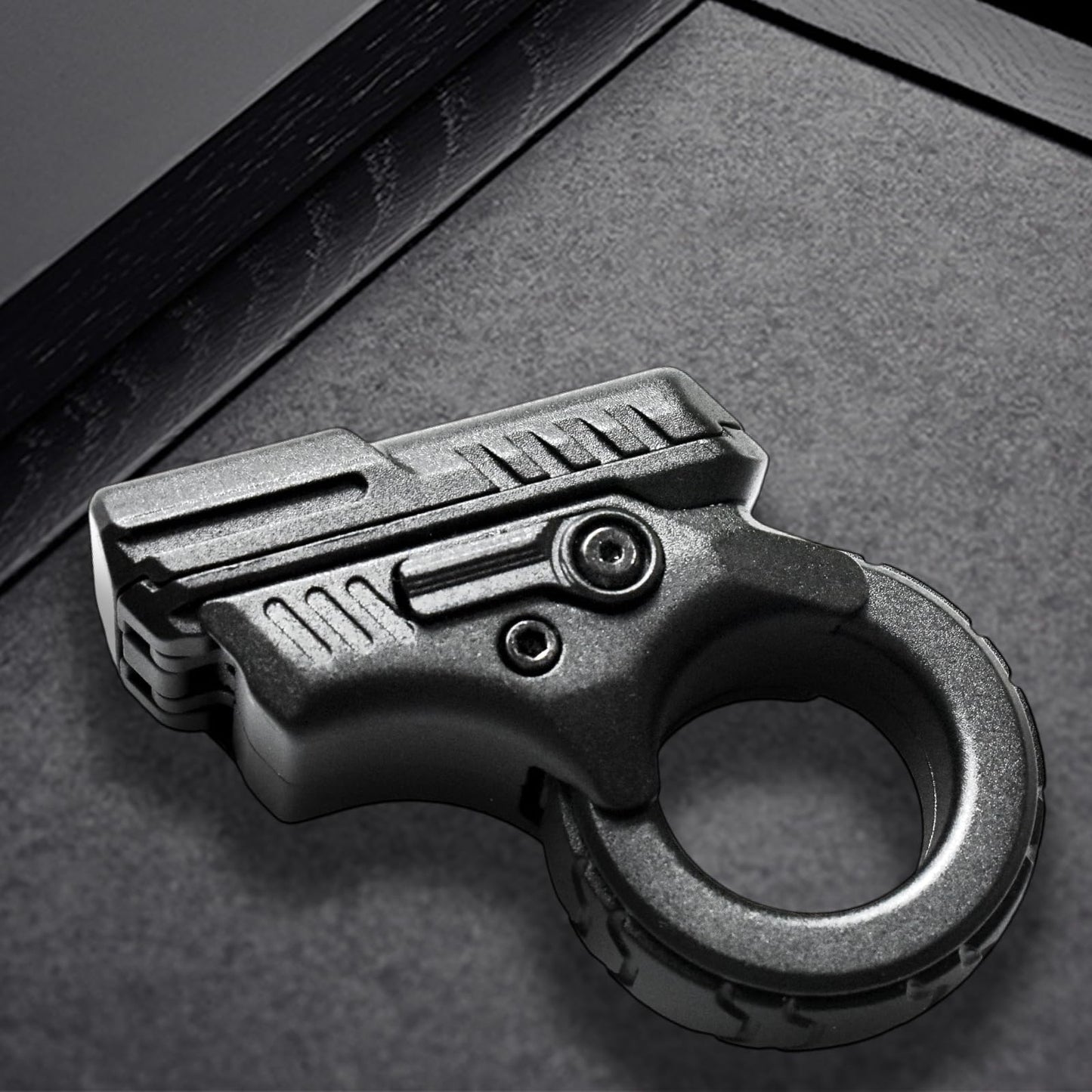 JC JIUCHUANG Fidget Gun Metal – Stainless Steel Fidget Toy for Focus, Anxiety & Desk EDC (Black)