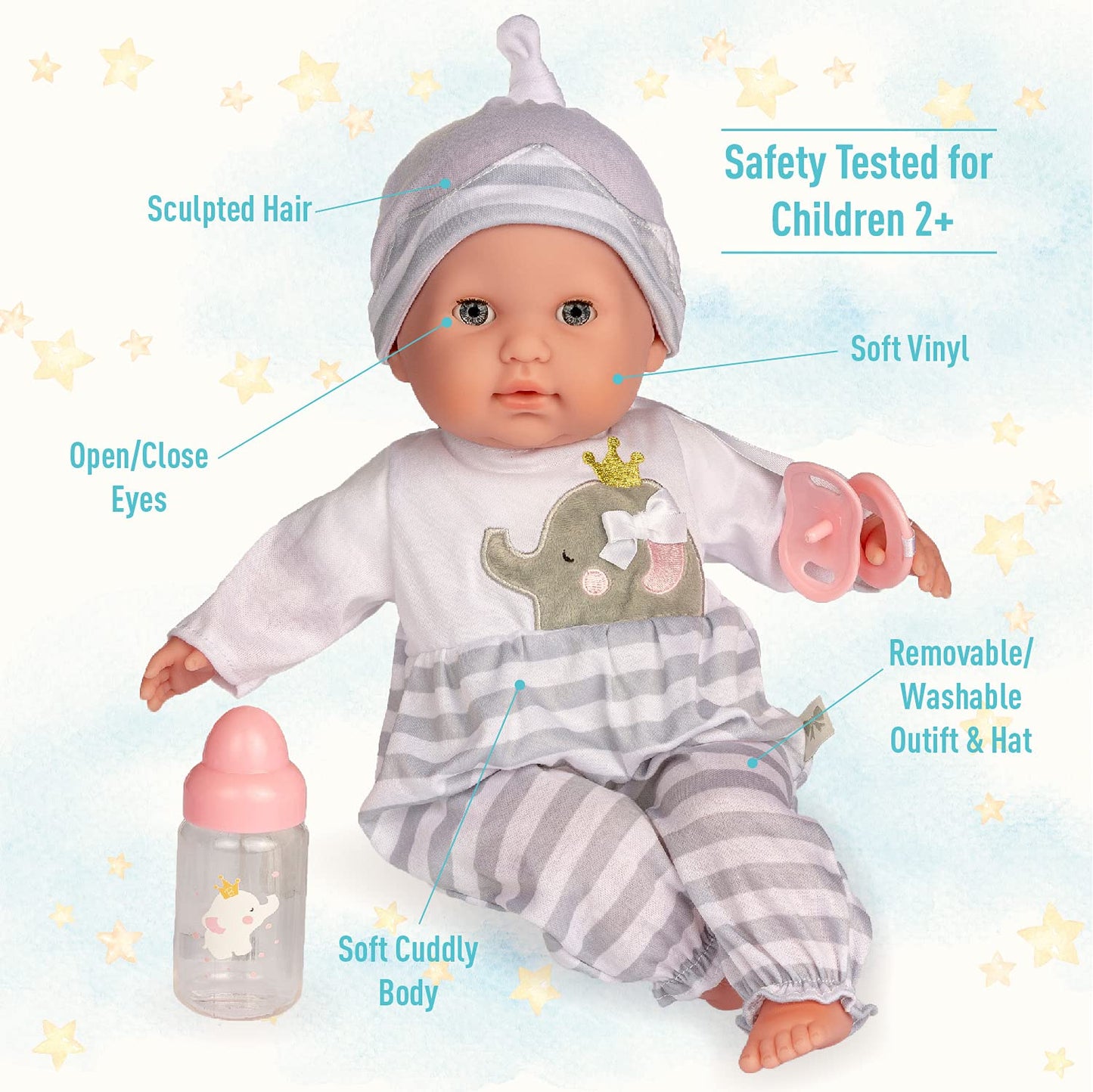 Berenguer Boutique 15-Inch Realistic Soft Body Baby Doll with Open Eyes | JC Toys