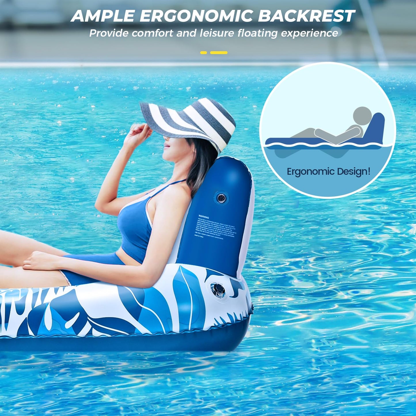 JCLEAL Pool Floats Lounger — Extra Large Inflatable Pool Chair with Backrest & Cup Holders