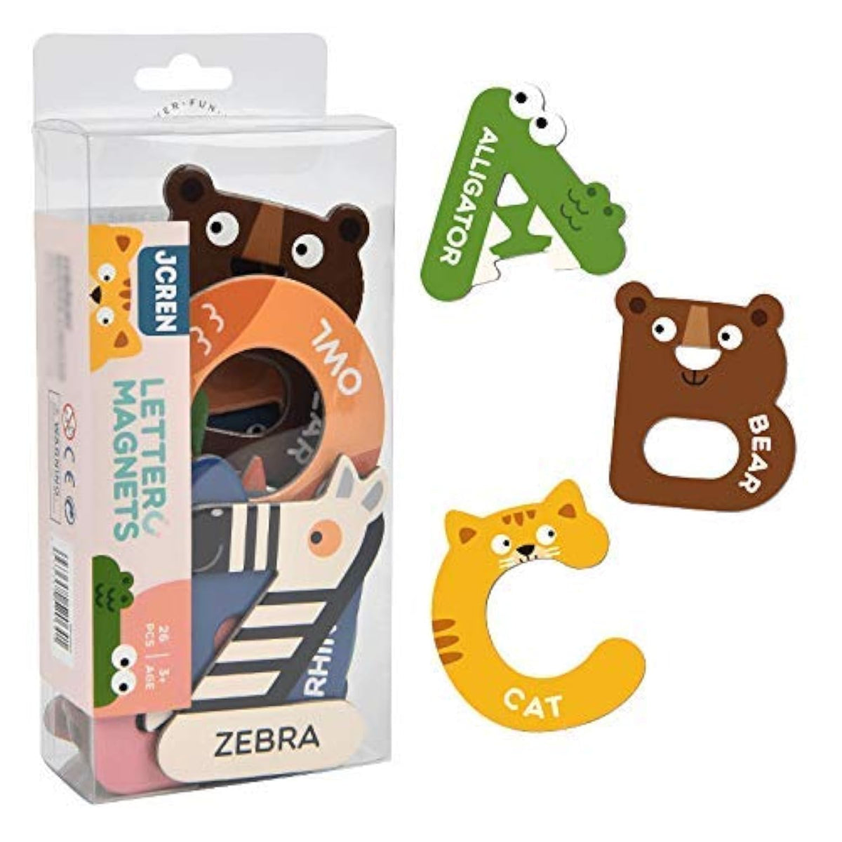 JCREN Jumbo Magnetic Letters Animals Alphabet – Fridge Magnets for Preschool Learning