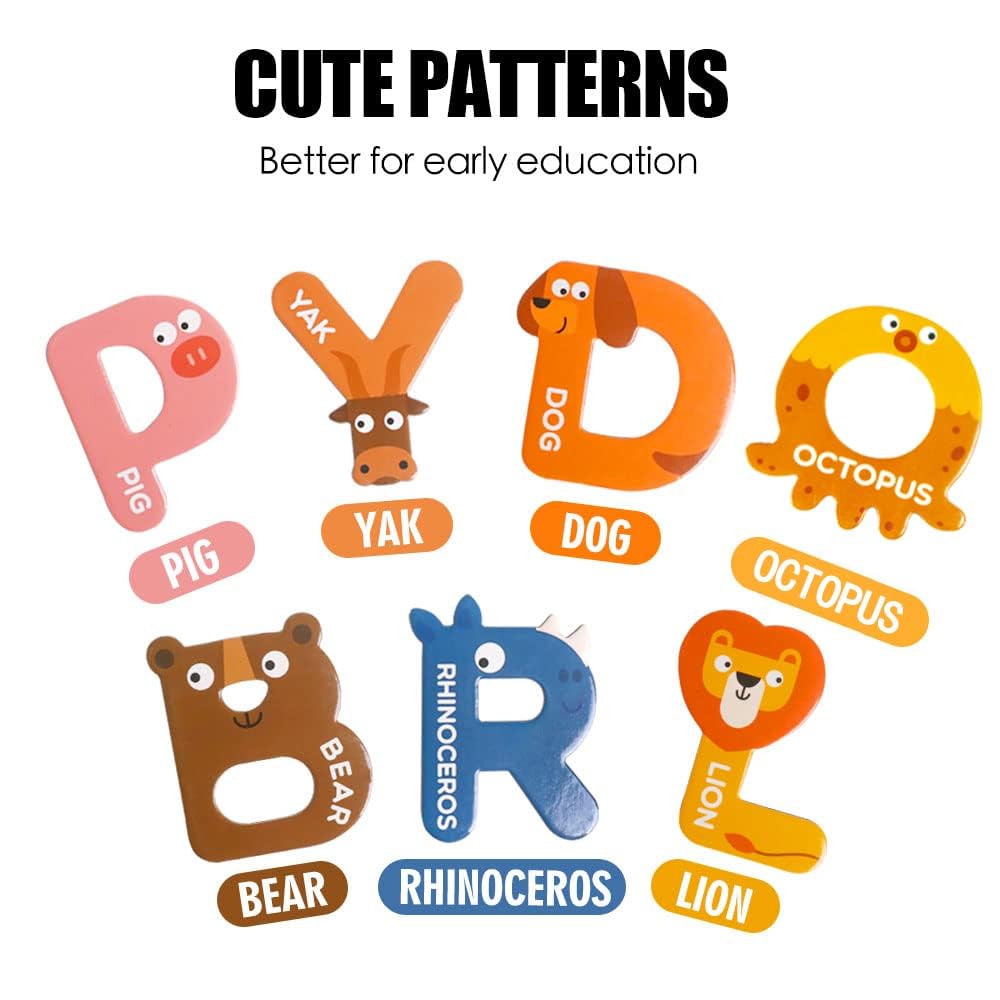 JCREN Jumbo Magnetic Letters Animals Alphabet – Fridge Magnets for Preschool Learning