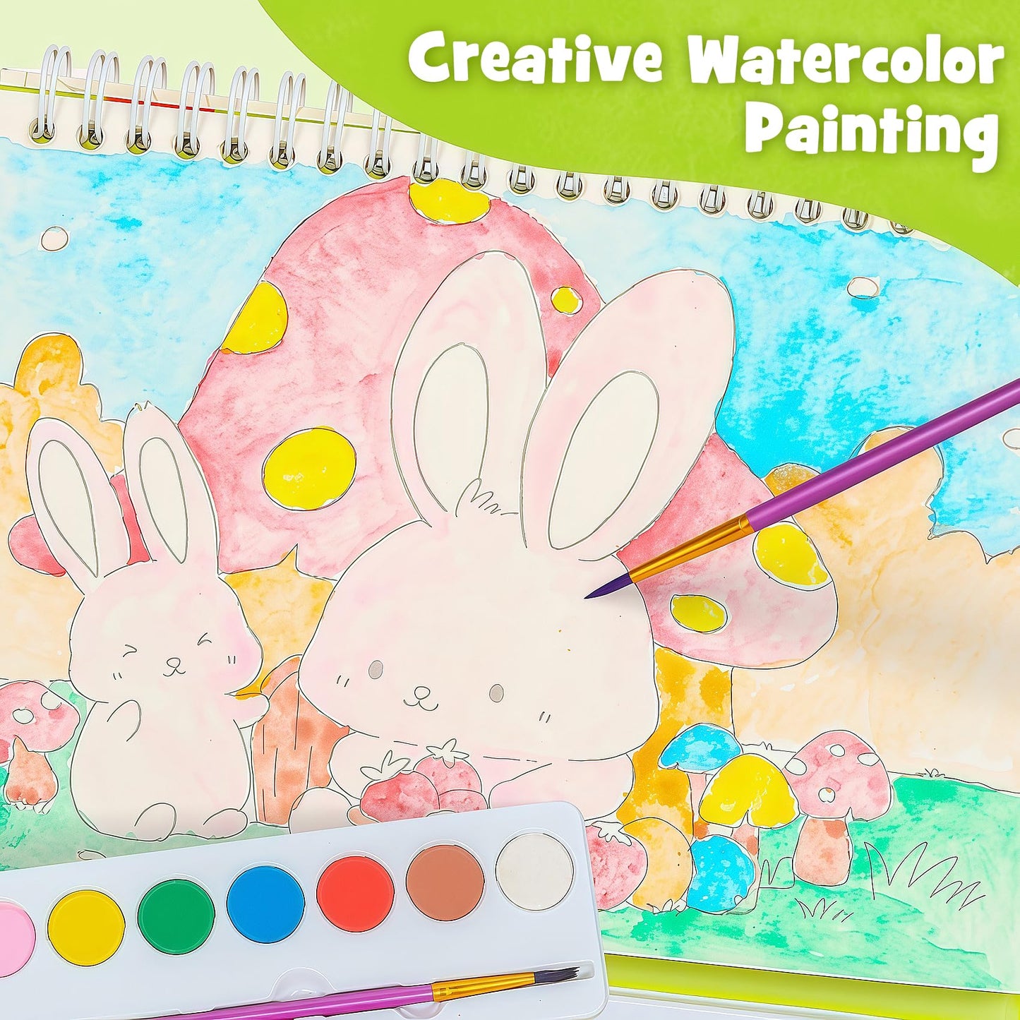 JCREN Paint with Water Books for Kids – Mess-Free Watercolor Painting Set with Animal Patterns
