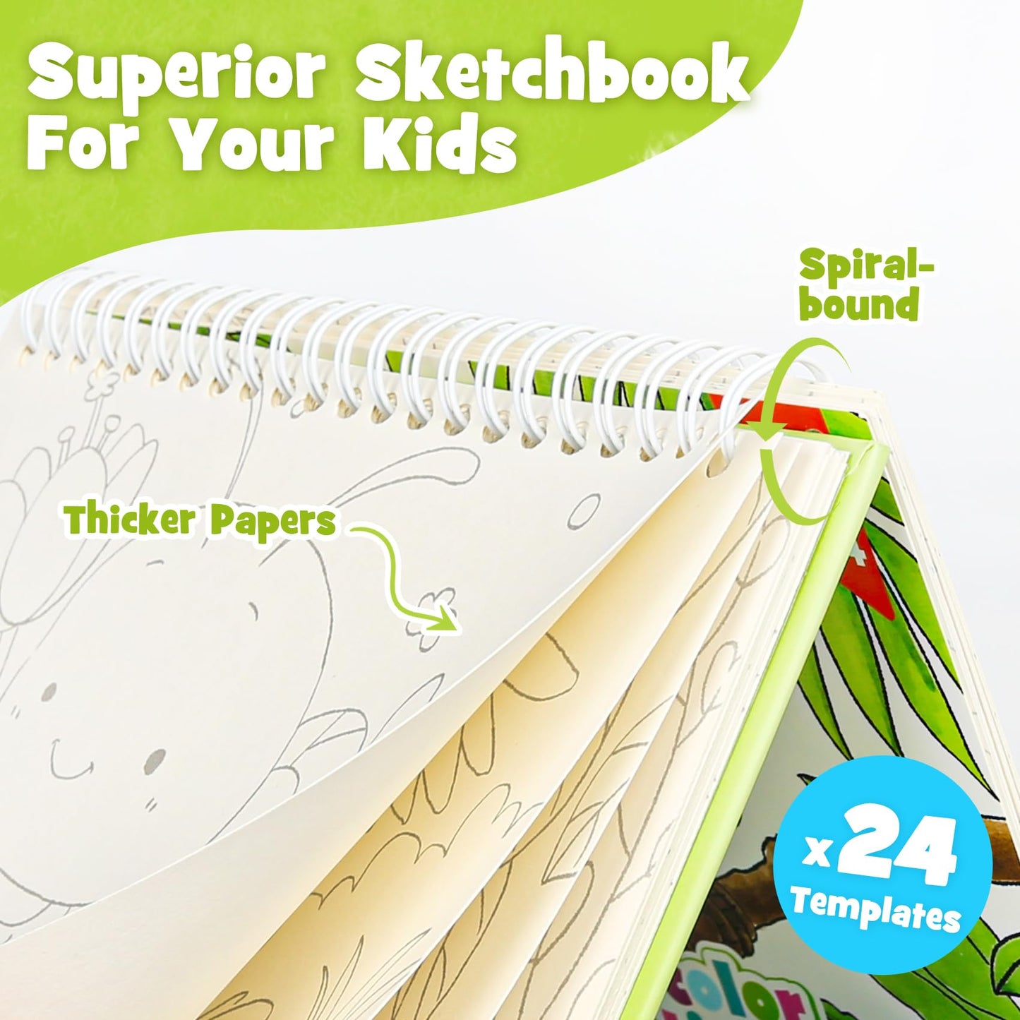 JCREN Paint with Water Books for Kids – Mess-Free Watercolor Painting Set with Animal Patterns