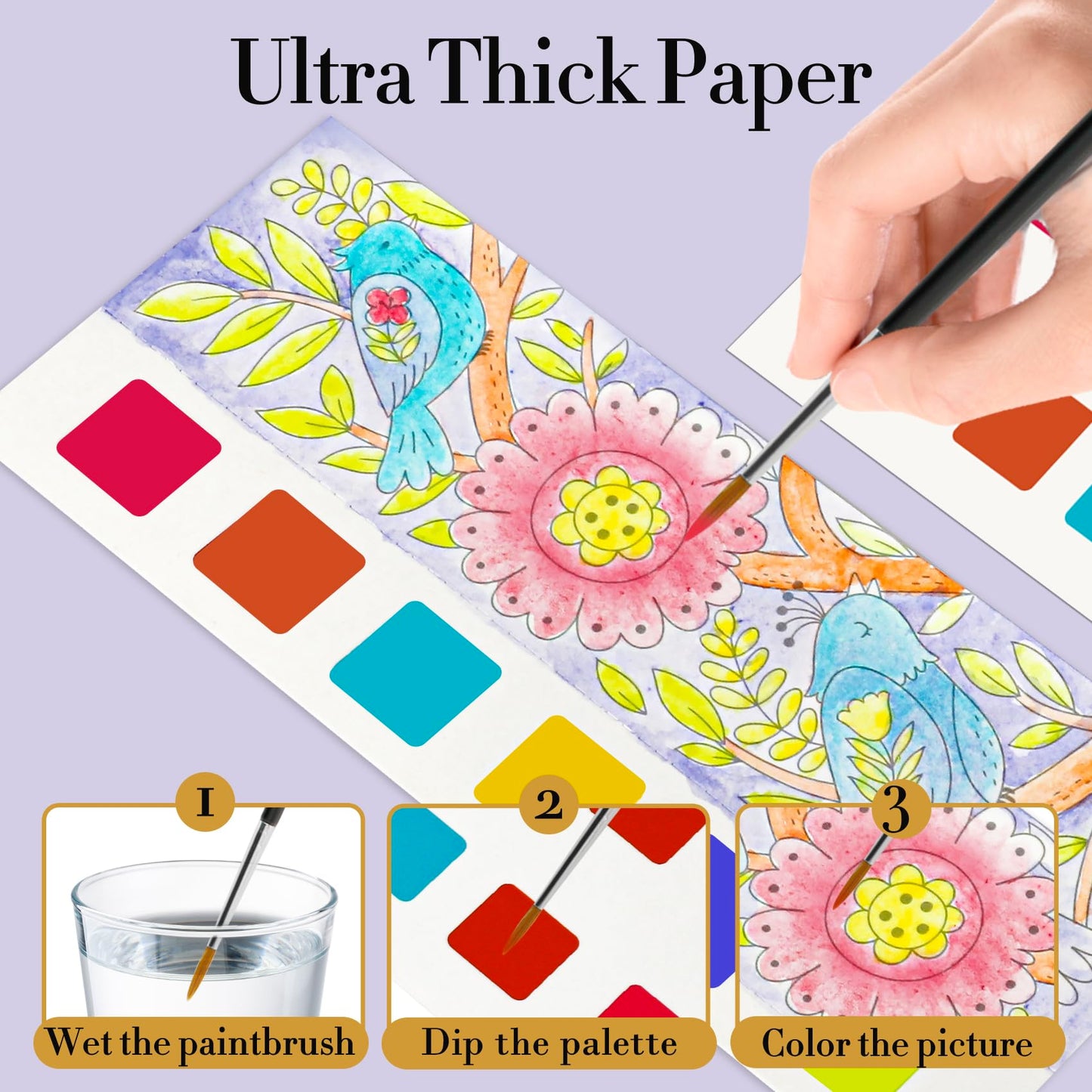JCREN Watercolor Painting Book Set — Pocket Watercolor Kit for Kids