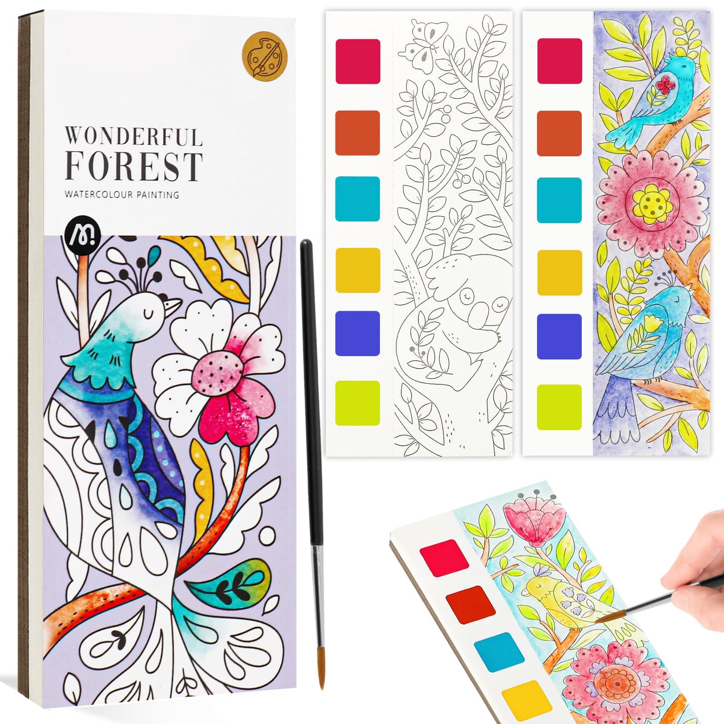 JCREN Watercolor Painting Book Set — Pocket Watercolor Kit for Kids