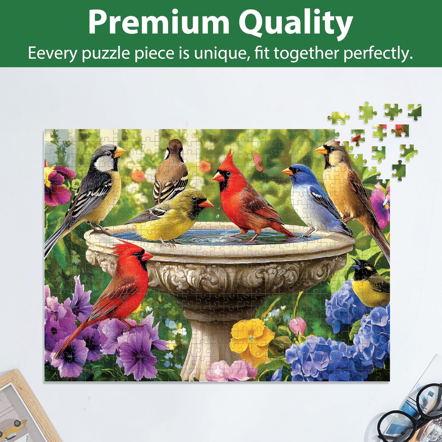 Jeacirio 500 Piece Birds Puzzle for Adults – Recycled Cardboard, 20.5 x 15 in