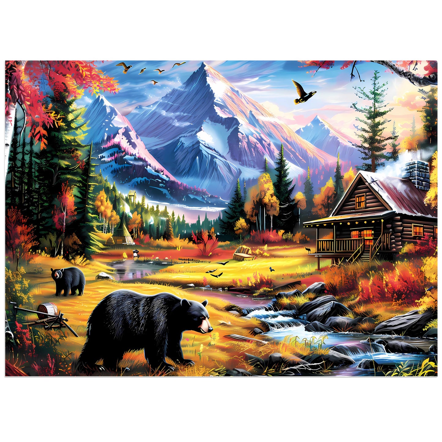 Jeacirio 500-Piece Bear Mountain Nature Puzzle – 20.5 x 15 in, Recycled Paperboard, Poster Included