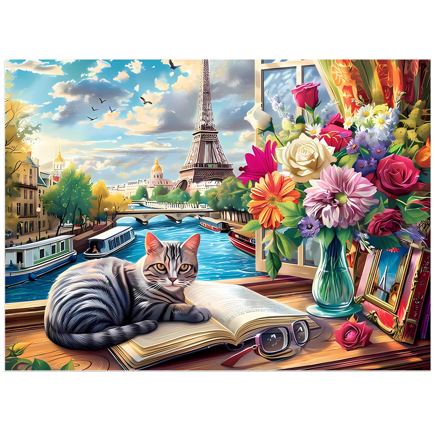 Jeacirio 500-Piece Cat Paris Puzzle for Adults – Premium Jigsaw