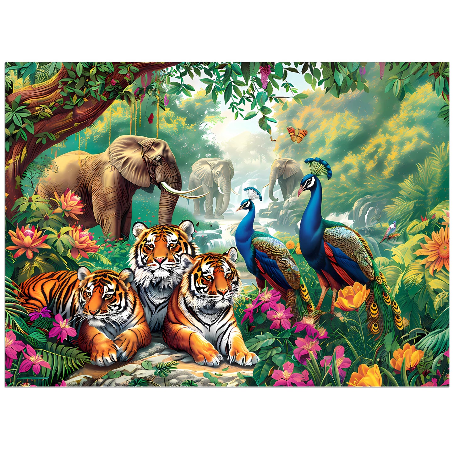Jeacirio 500-Piece Animal Jigsaw Puzzles – Elephant, Tiger, Peacock | Family Gift & Home Decor (20.5 x 15 in)