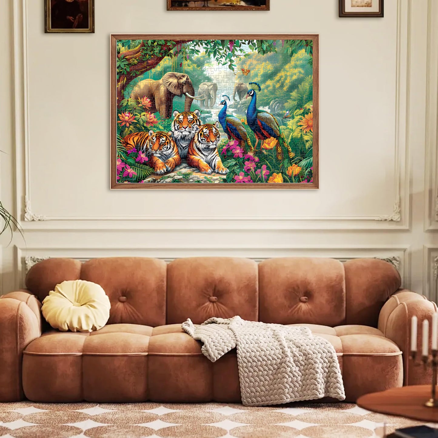 Jeacirio 500-Piece Animal Jigsaw Puzzles – Elephant, Tiger, Peacock | Family Gift & Home Decor (20.5 x 15 in)