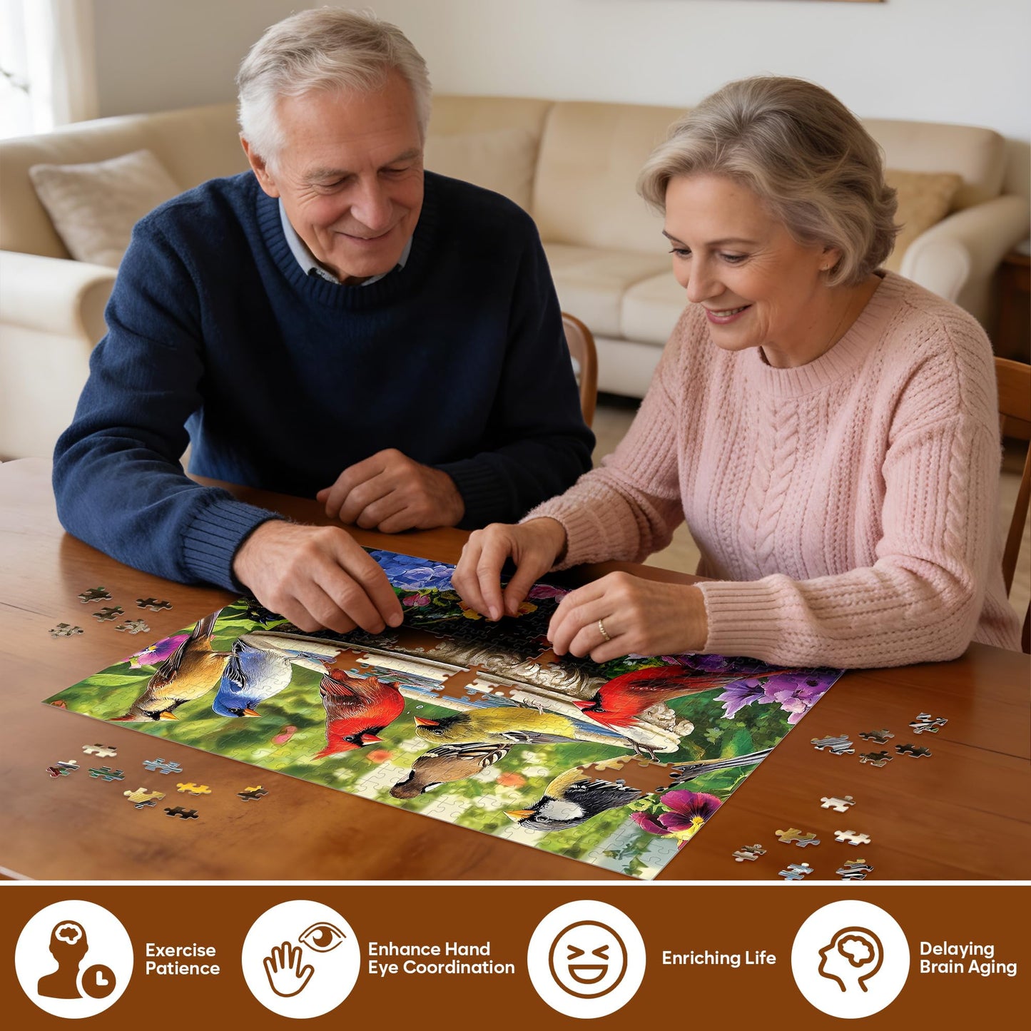 Jeacirio 500 Piece Birds Puzzle for Adults – Recycled Cardboard, 20.5 x 15 in