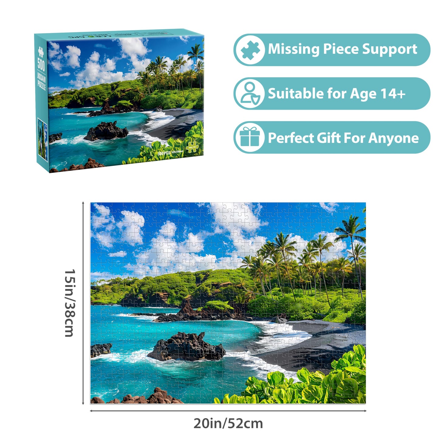 Jeacirio 500 Piece Beach Puzzle for Adults – Ocean Jigsaw, 21 x 15 in