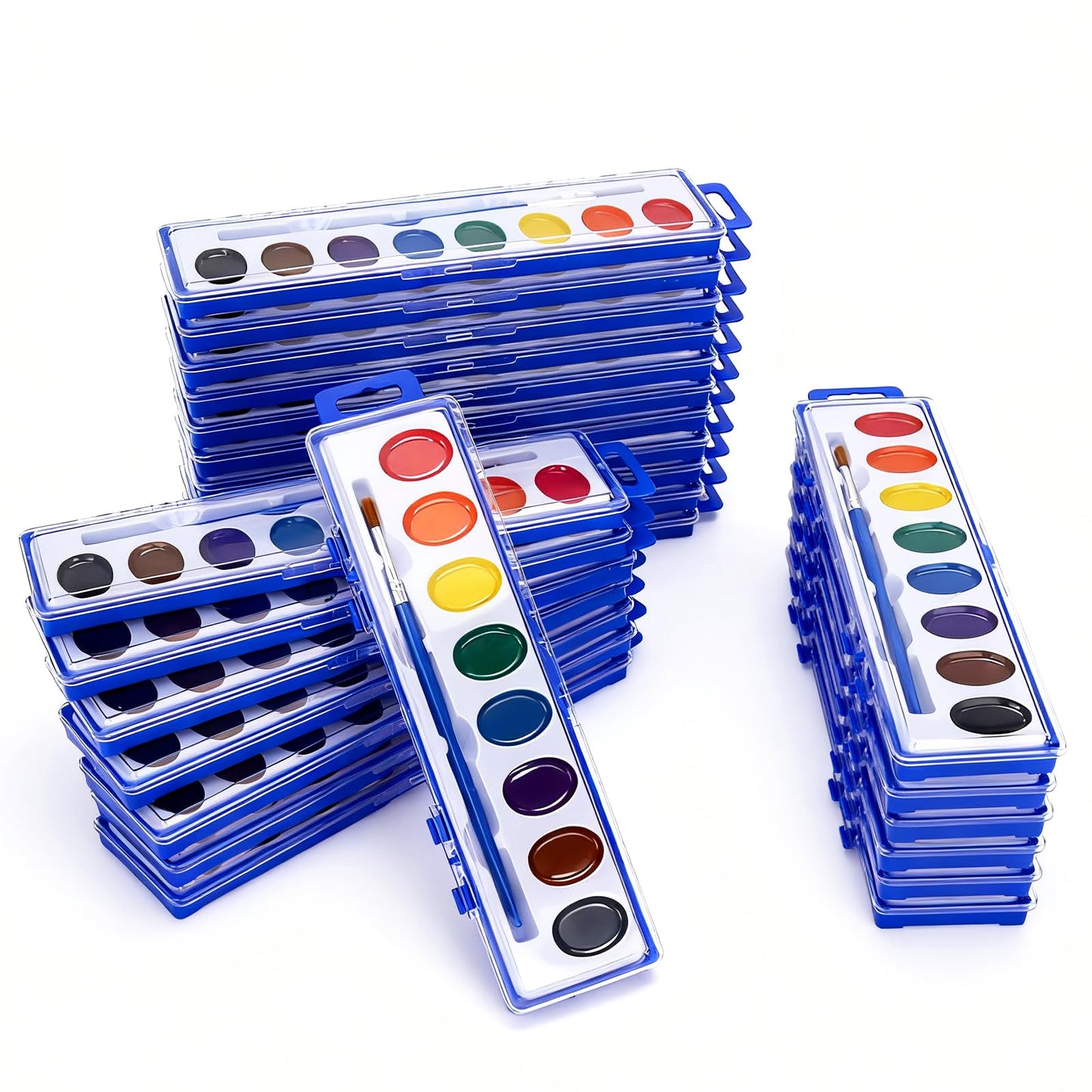 JEAWIWI Watercolor Paint Sets – 25-Pack Bulk, 8 Washable Colors & Brushes for Kids
