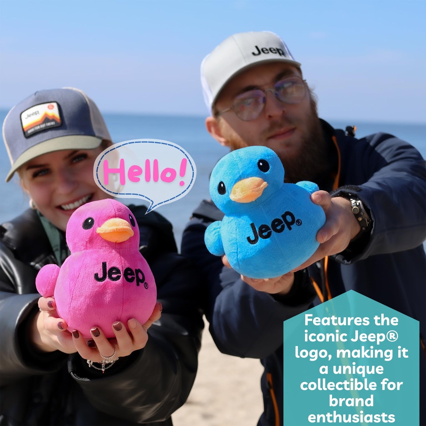 Jeep Text Logo Plush Duck Blue - Licensed Jeep Stuffed Animal by Detroit Shirt Company