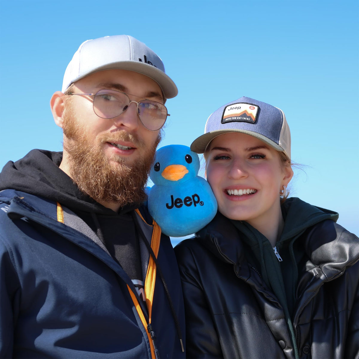 Jeep Text Logo Plush Duck Blue - Licensed Jeep Stuffed Animal by Detroit Shirt Company