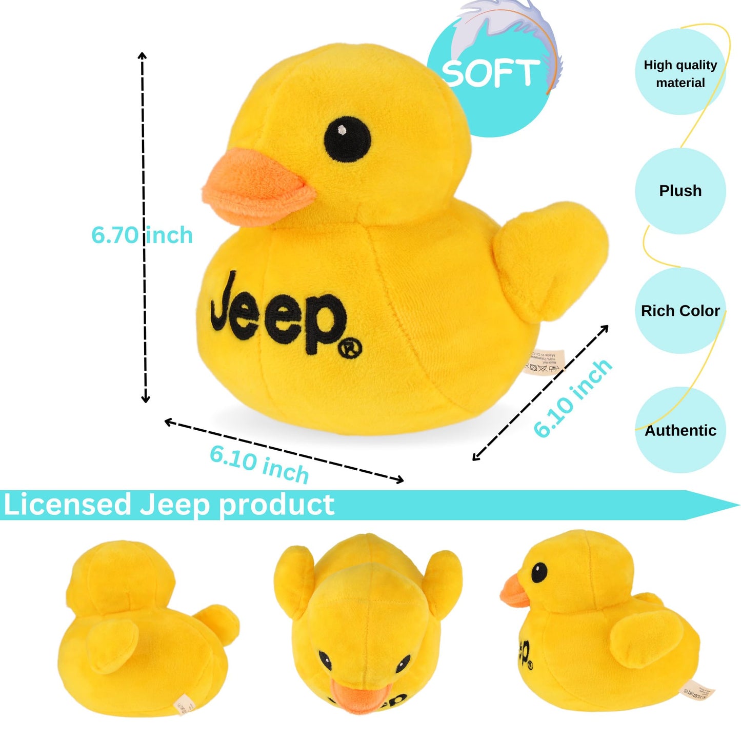 Jeep Text Logo Duck Plush - Yellow Licensed Jeep Gift