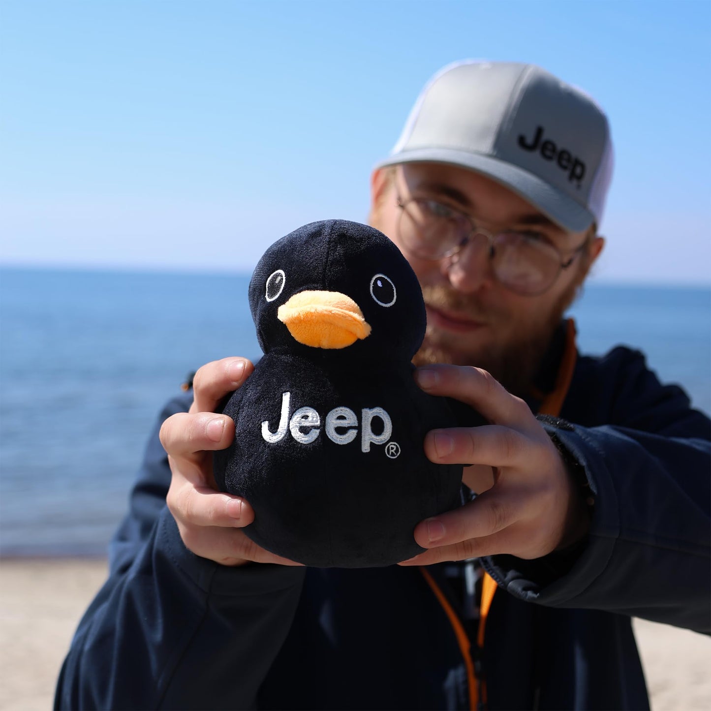Jeep Text Logo Plush Duck Black – Collectible Jeep Stuffed Animal | Detroit Shirt Company