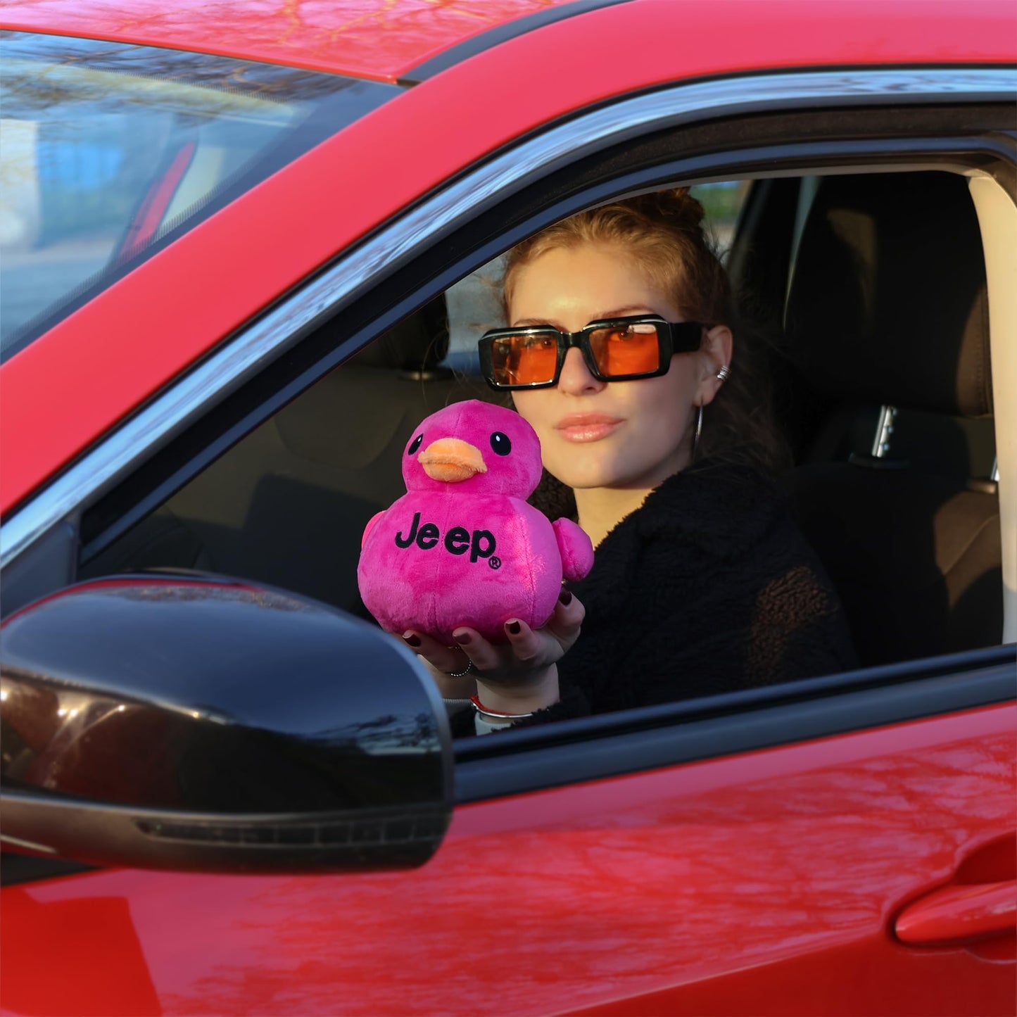 Jeep Text Logo Plush Duck Pink – Licensed Jeep Collectible by Detroit Shirt Company