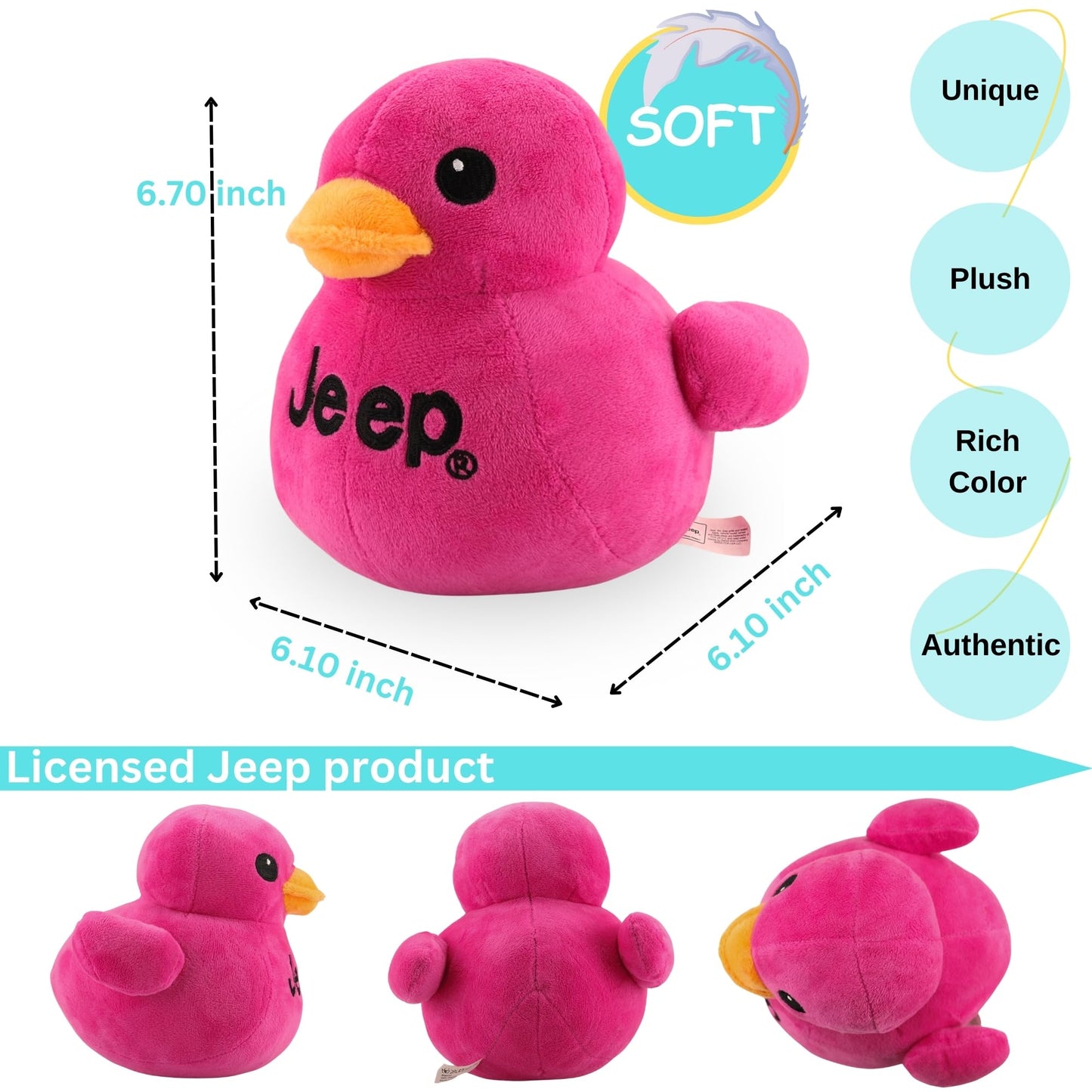 Jeep Text Logo Plush Duck Pink – Licensed Jeep Collectible by Detroit Shirt Company