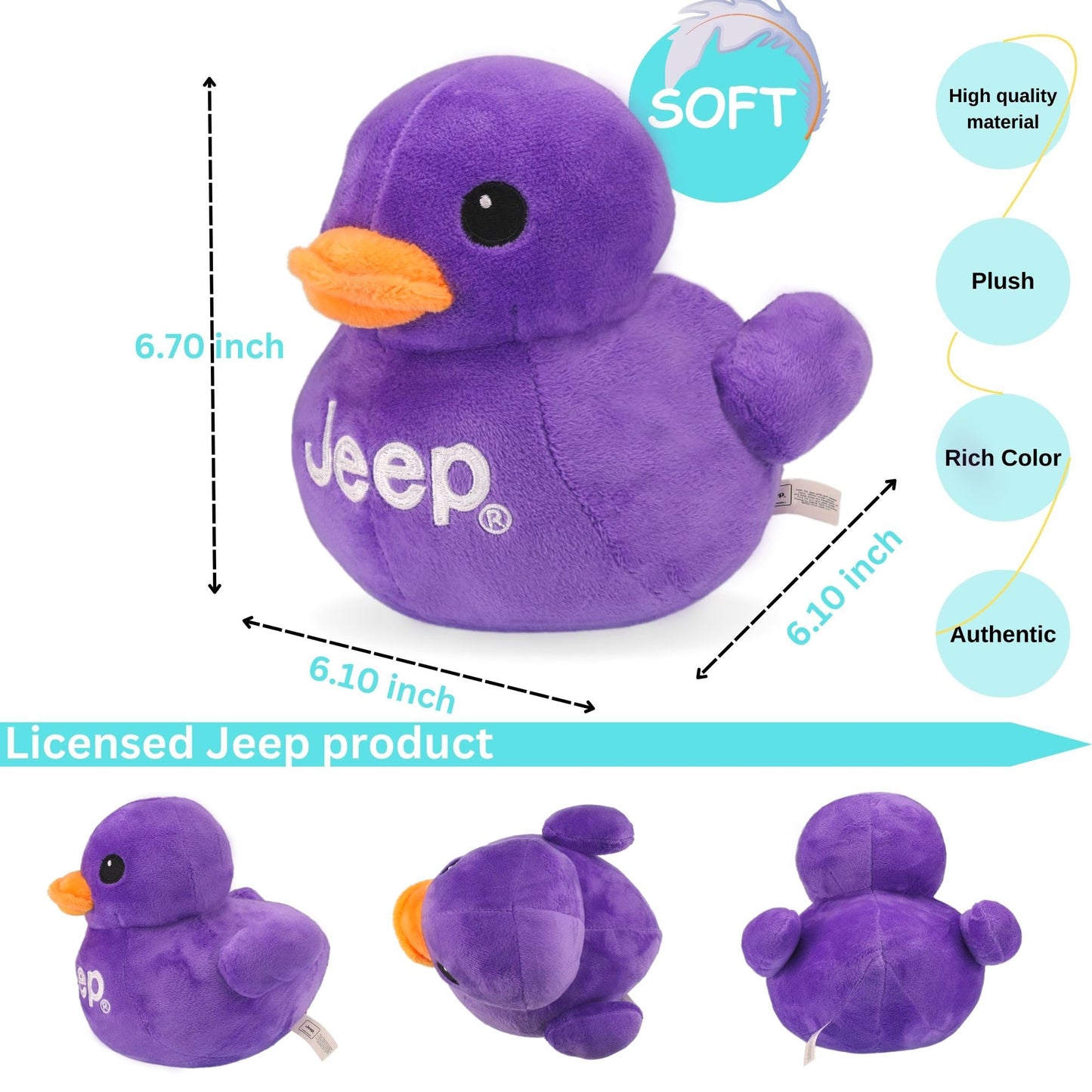 Jeep Text Logo Plush Duck Purple – Collectible Jeep Fan Stuffed Animal | Detroit Shirt Co.