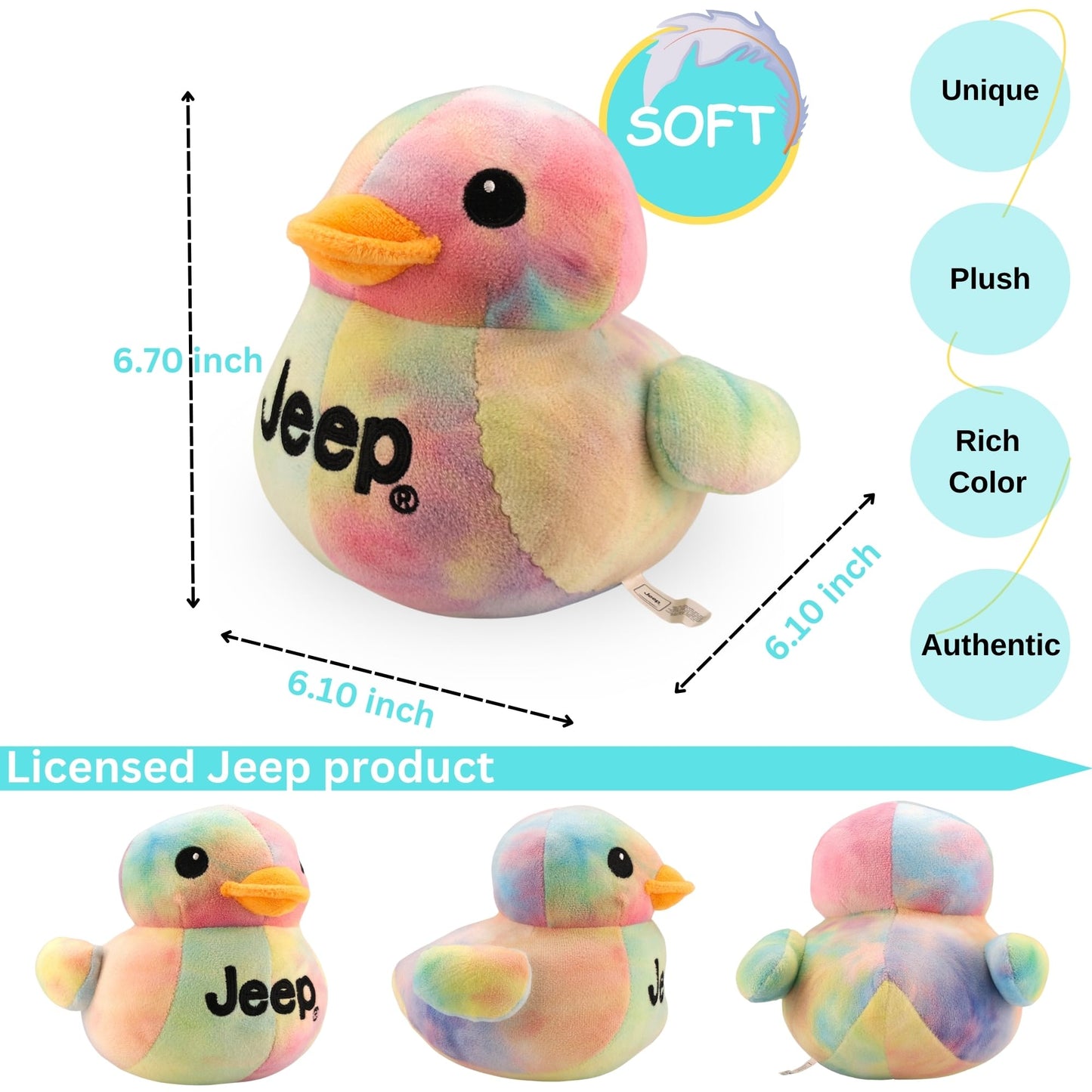 Jeep Text Logo Stuffed Animal Plush Duck Tie Dye – Detroit Shirt Co Exclusive