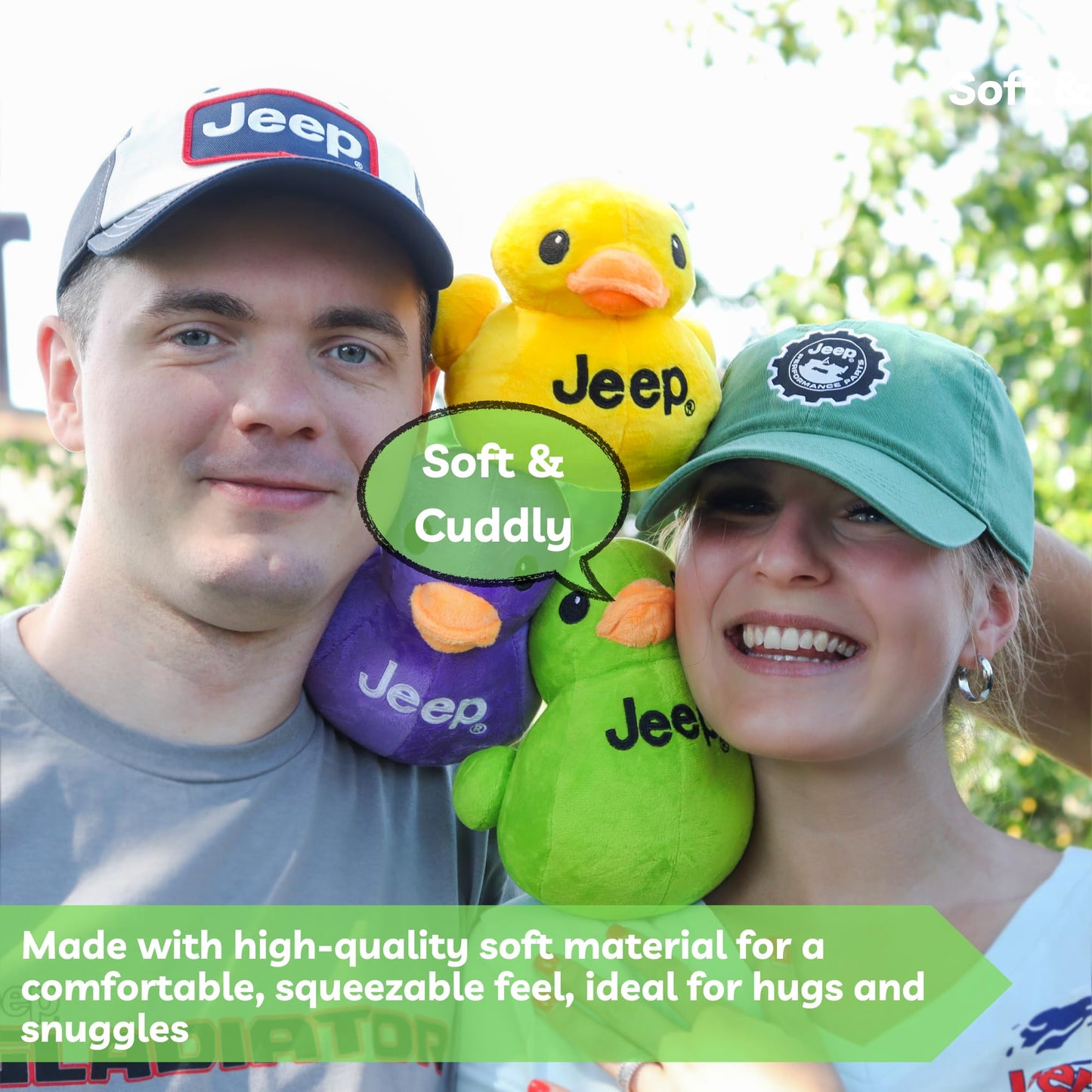 Jeep Text Logo Plush Duck Green – Licensed Stuffed Animal by Detroit Shirt Company