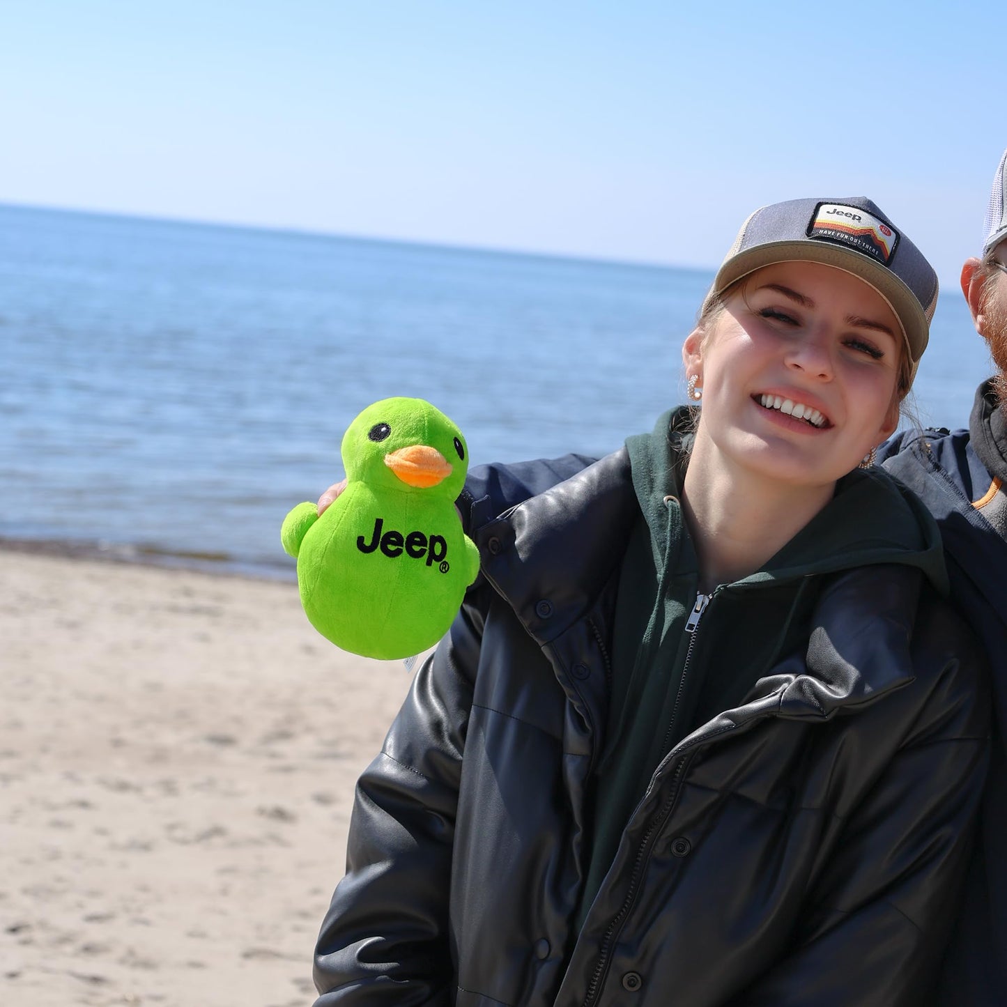 Jeep Text Logo Plush Duck Green – Licensed Stuffed Animal by Detroit Shirt Company