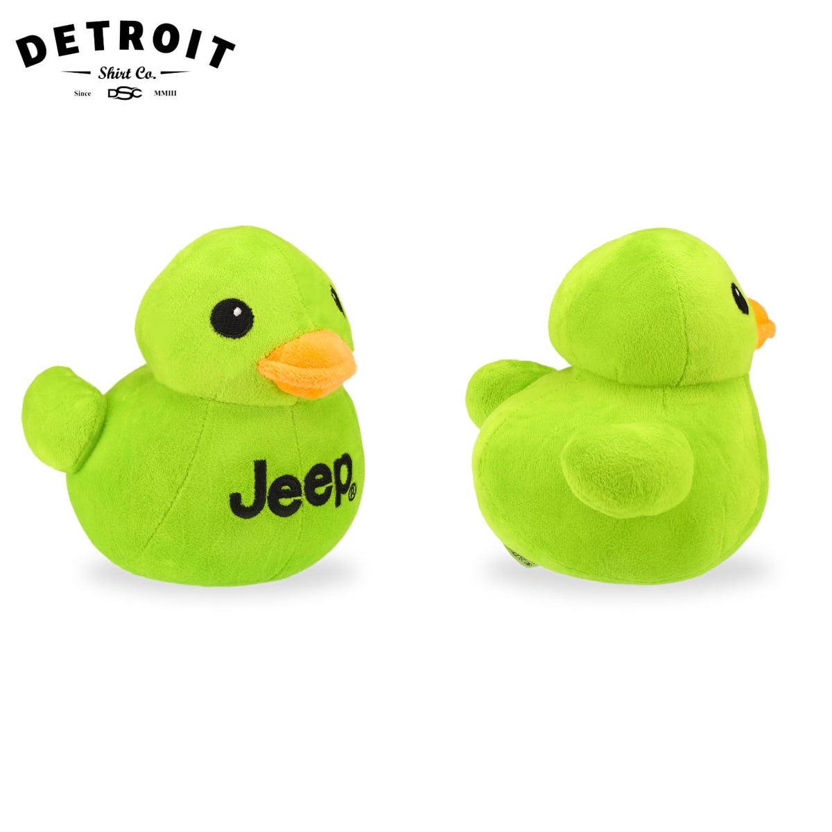 Jeep Text Logo Plush Duck Green – Licensed Stuffed Animal by Detroit Shirt Company