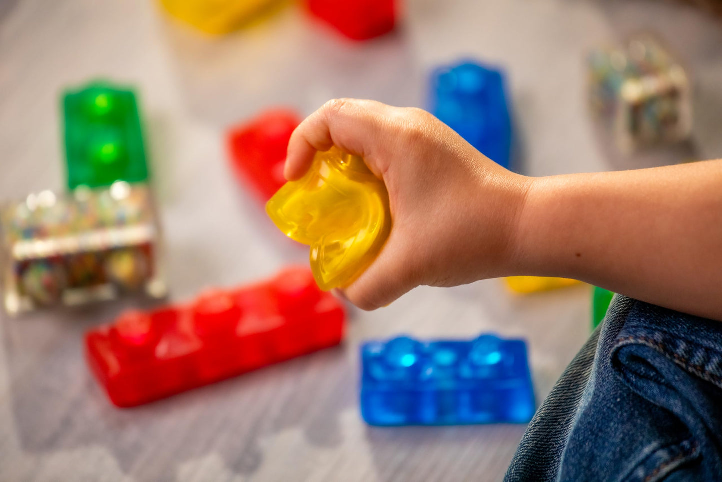 Jelly Blox Stash 'N Stack 2-in-1 Storage Case with 30 Blocks | Sensory Building Toys for Kids 2+