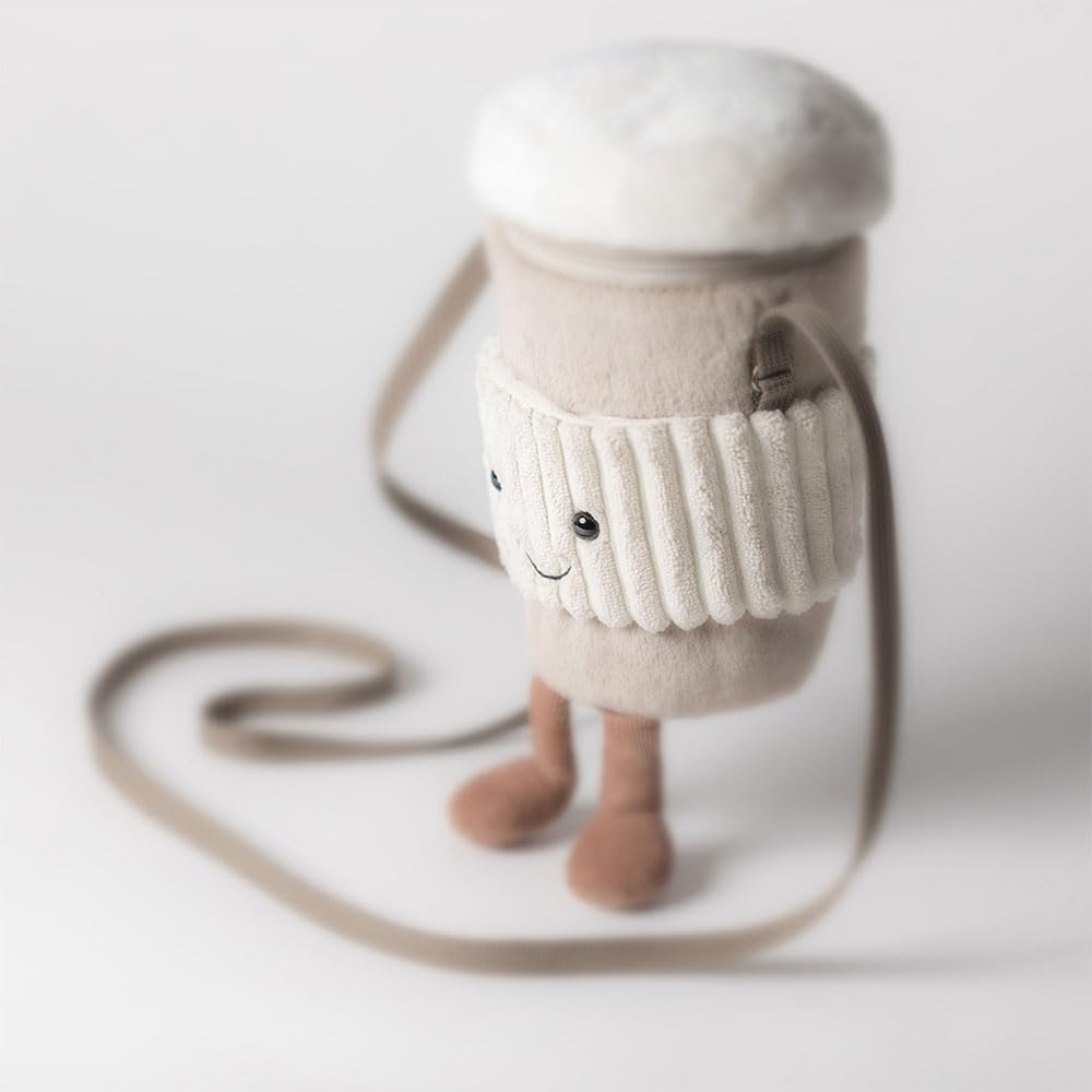 Jellycat Amuseables Coffee-To-Go Plush Bag, 8-Inch Crossbody Purse