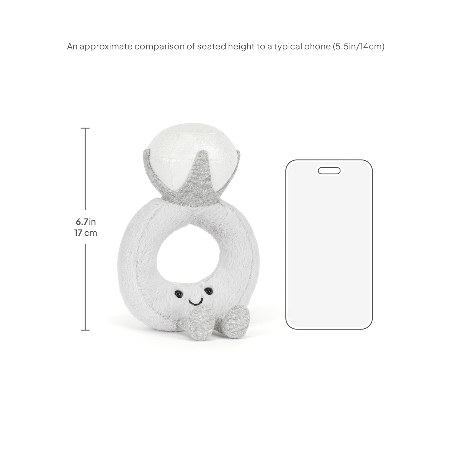 Jellycat Amuseables Diamond Ring Plush — 8-Inch Wedding Ring Toy, Engagement Gift