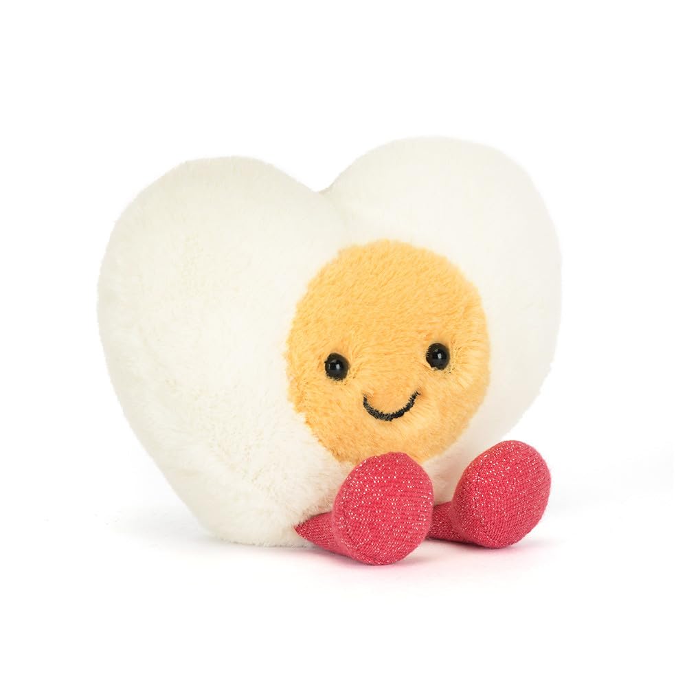 Jellycat Amuseables Heart Boiled Egg Plush – 3-Inch Sitting Height