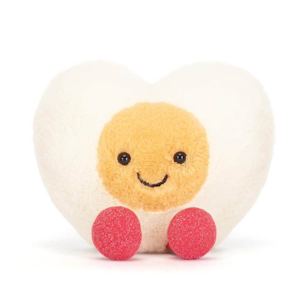 Jellycat Amuseables Heart Boiled Egg Plush – 3-Inch Sitting Height