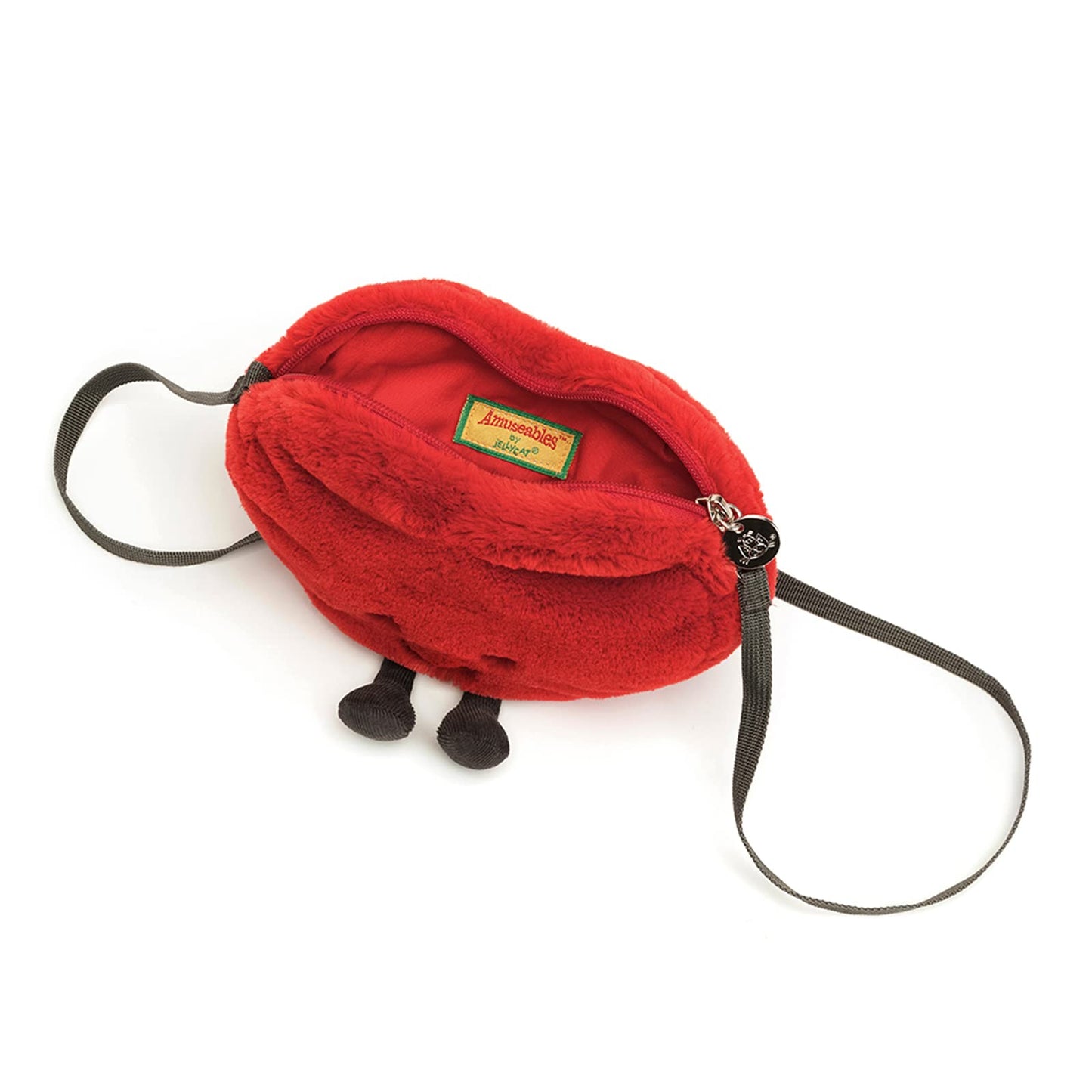 Jellycat Amuseables Heart Plush Bag – 7-Inch Crossbody Purse in Soft Scarlet Fur