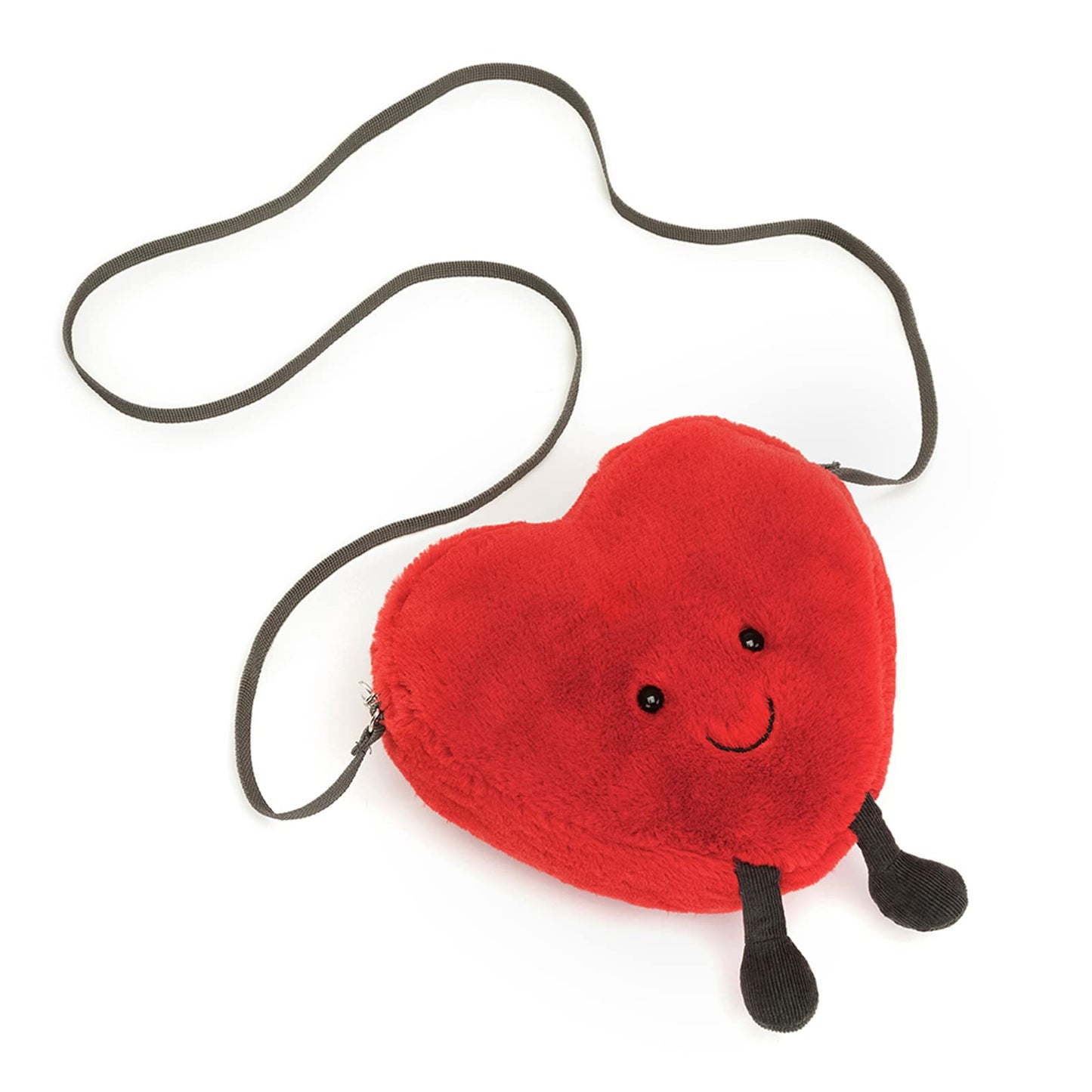 Jellycat Amuseables Heart Plush Bag – 7-Inch Crossbody Purse in Soft Scarlet Fur