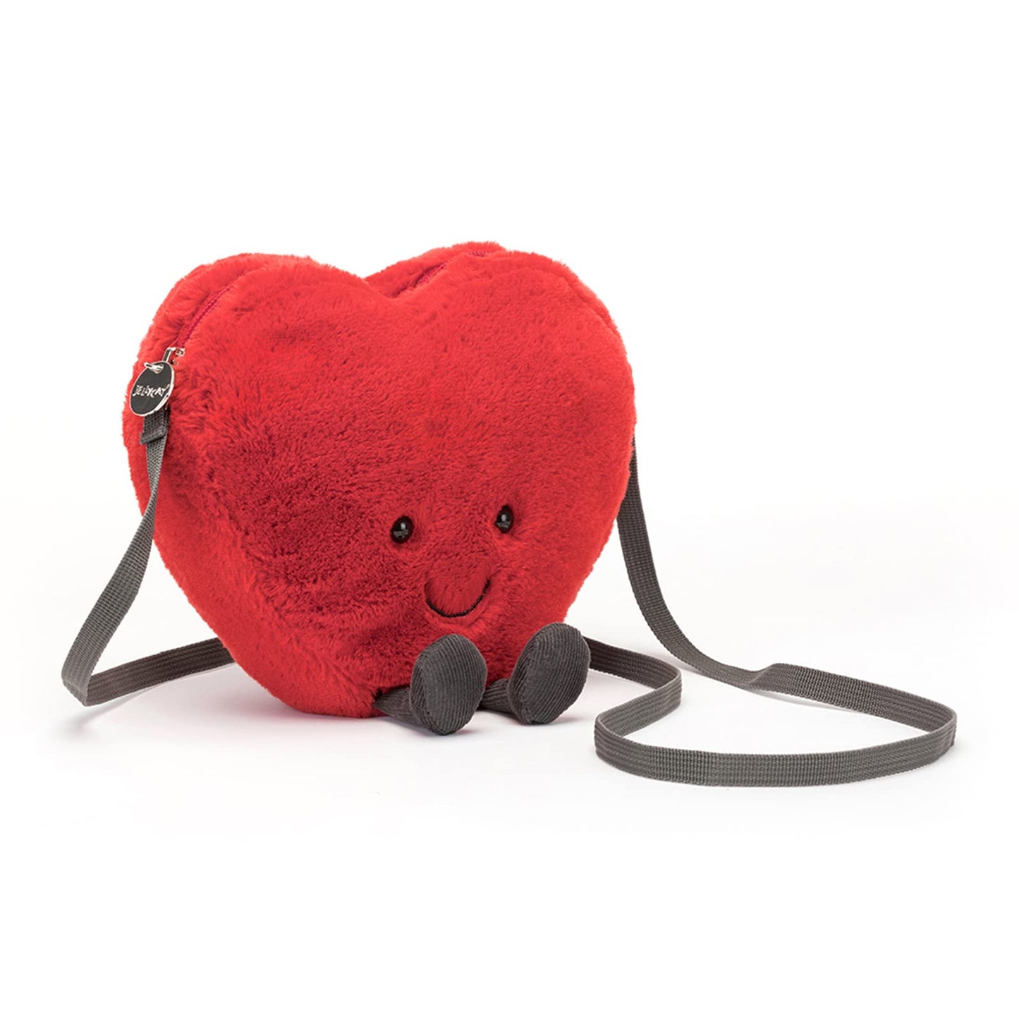 Jellycat Amuseables Heart Plush Bag – 7-Inch Crossbody Purse in Soft Scarlet Fur