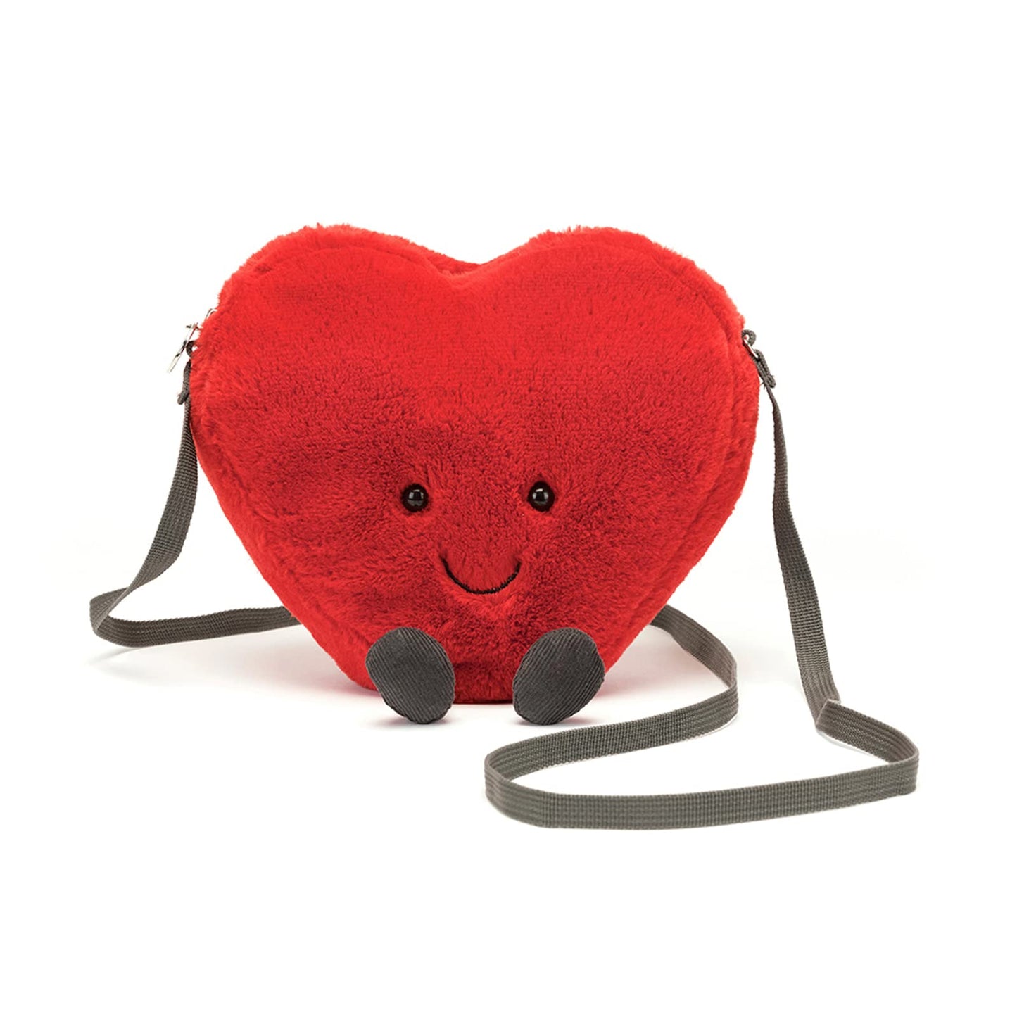 Jellycat Amuseables Heart Plush Bag – 7-Inch Crossbody Purse in Soft Scarlet Fur