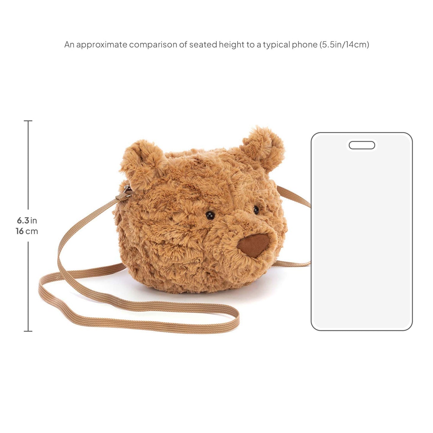 Jellycat Bartholomew Bear Plush Bag 7-Inch Crossbody Purse
