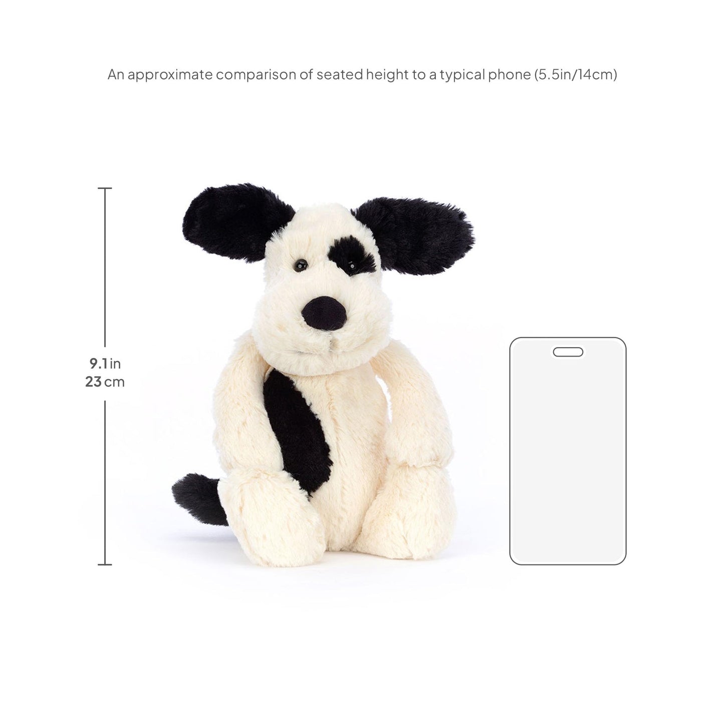 Jellycat Bashful Black & Cream Puppy Plush – 12-Inch Medium