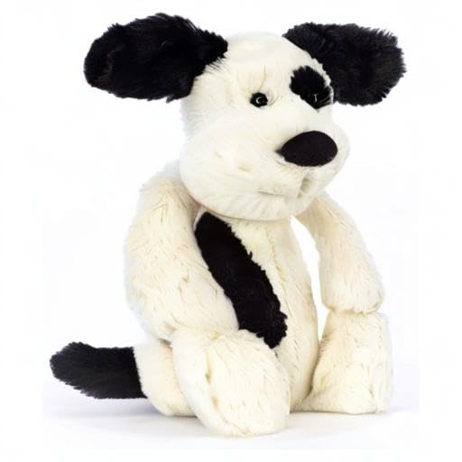 Jellycat Bashful Black & Cream Puppy Plush – 12-Inch Medium