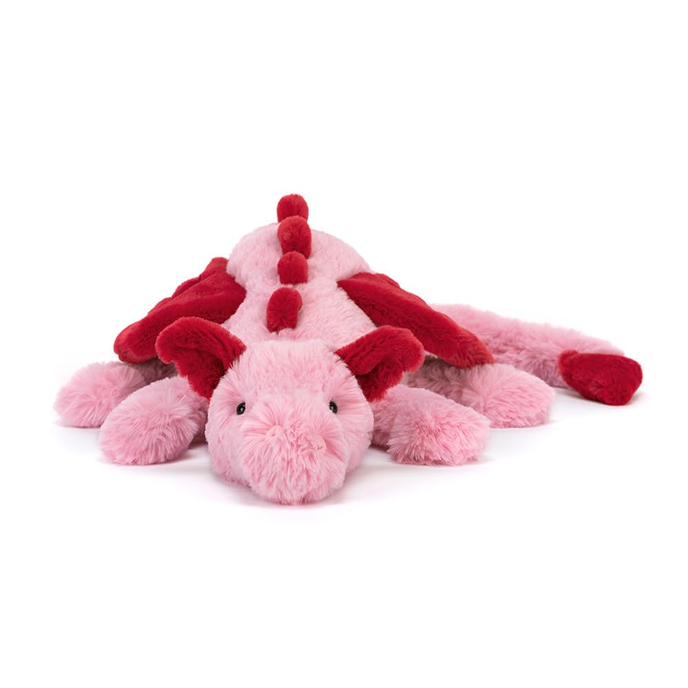 Jellycat Heart Dragon – 20-Inch Pink & Red Plush Toy, Large & Cuddly